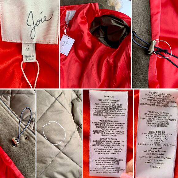 Joie Hetal Hooded Wool Coat With Faux Fur Trim Size Medium - Picture 11 of 12